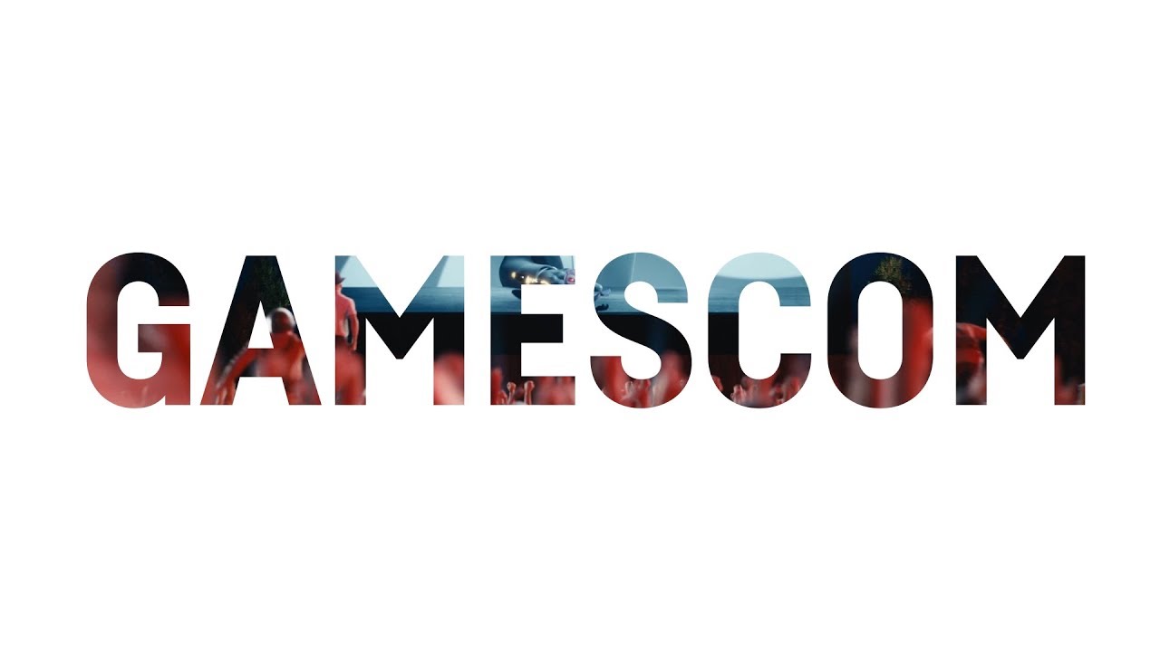 A logo featuring the word gamescom and showcasing THQ Nordic's lineup for Gamescom 2019.