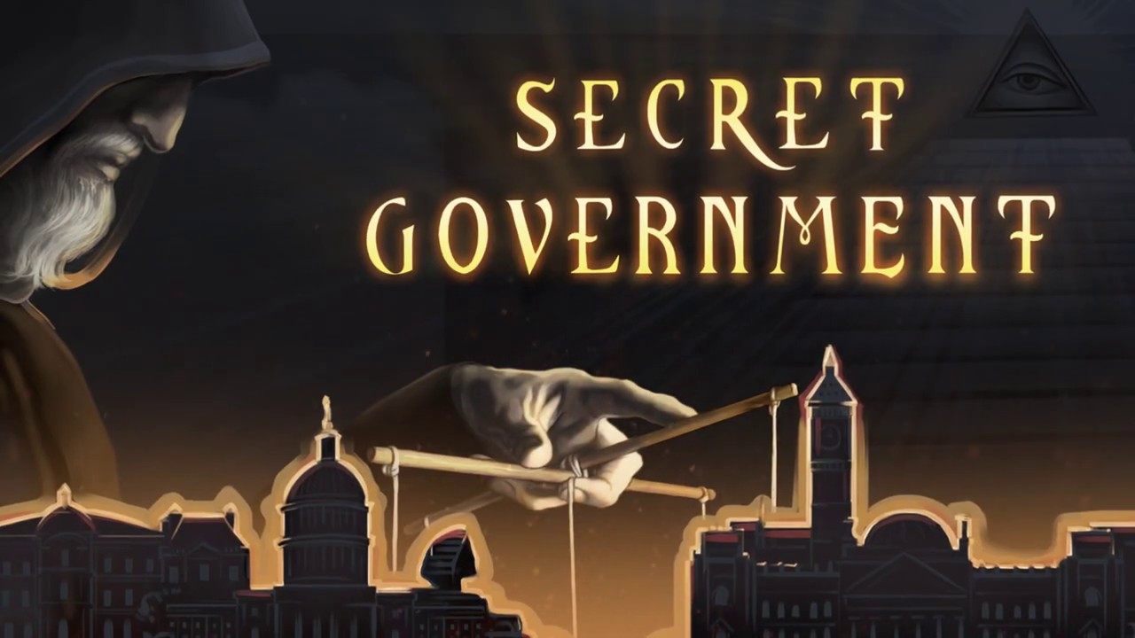 The secret government logo, shrouded in mystery with a man in a hooded robe.