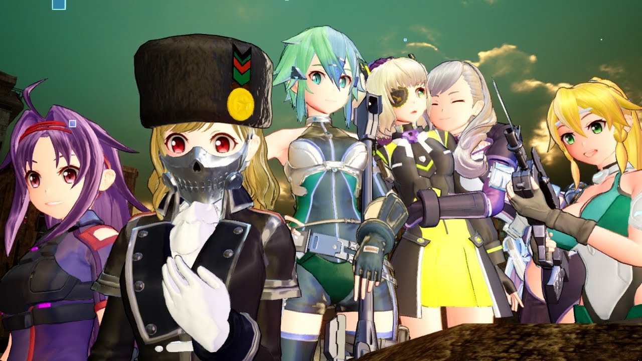 Sword Art Online: Fatal Bullet Complete Edition for Switch A group of Sword Art Online anime characters standing next to each other in the Fatal Bullet Complete Edition.