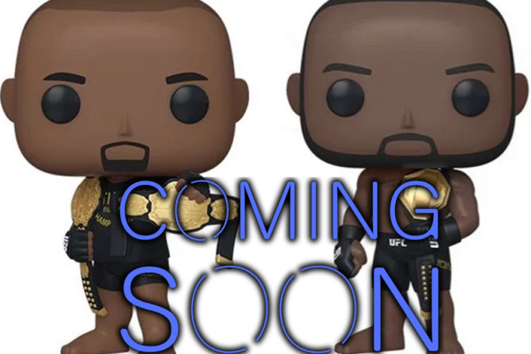 Two "Pop!" figures, featuring Daniel Cormier and Jon Jones, with the words "coming soon".