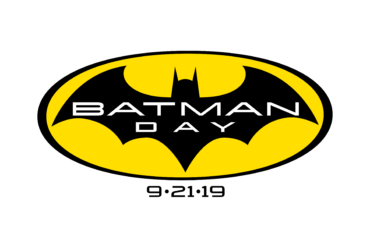 A Batman logo with the words "Batman Day" during the celebrations in New York.