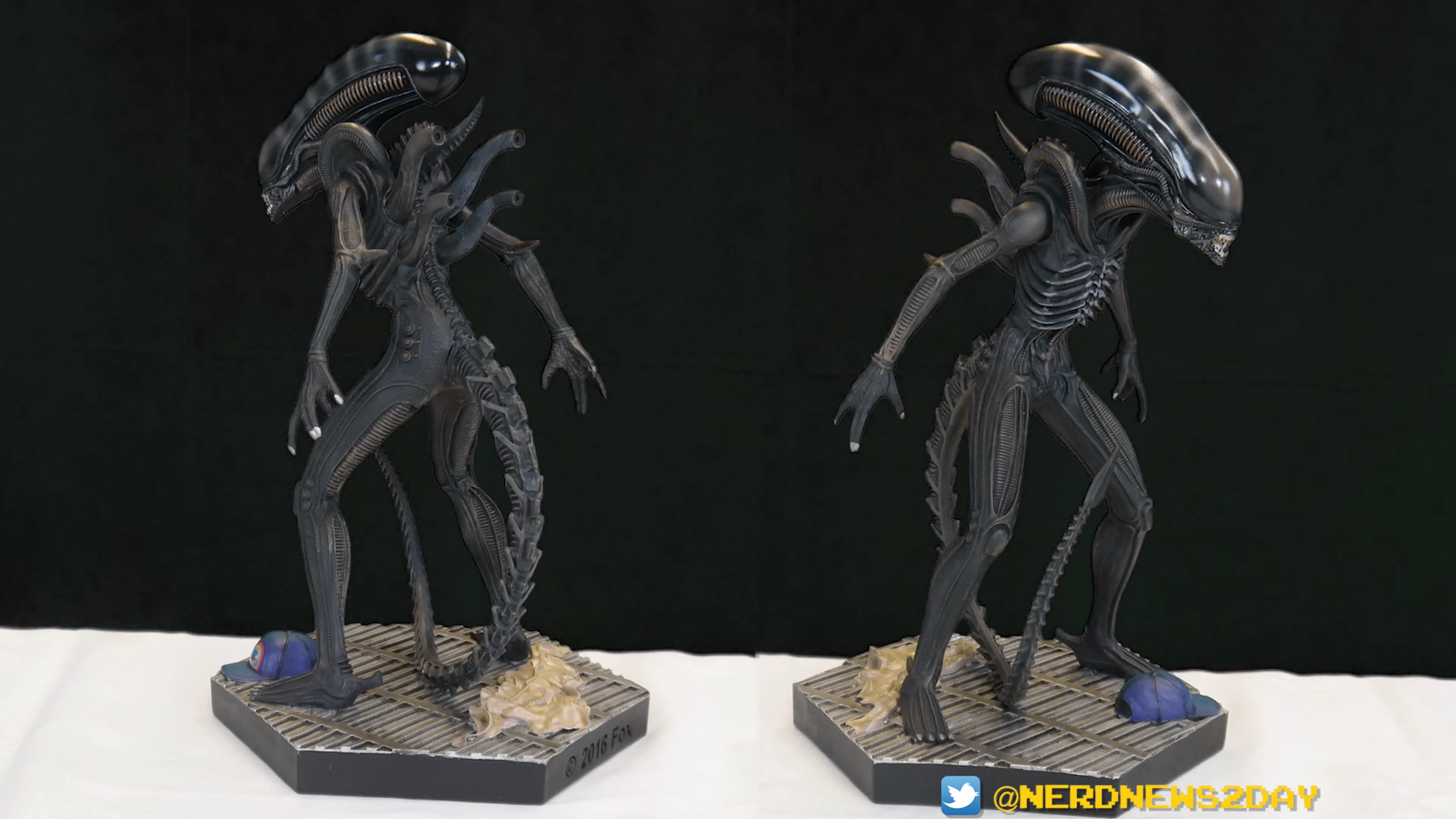 A remarkable statue review featuring two towering aliens, with inspiration from Nerd News Today and the craftsmanship of Eaglemoss's Mega Scale Xenomorph.
