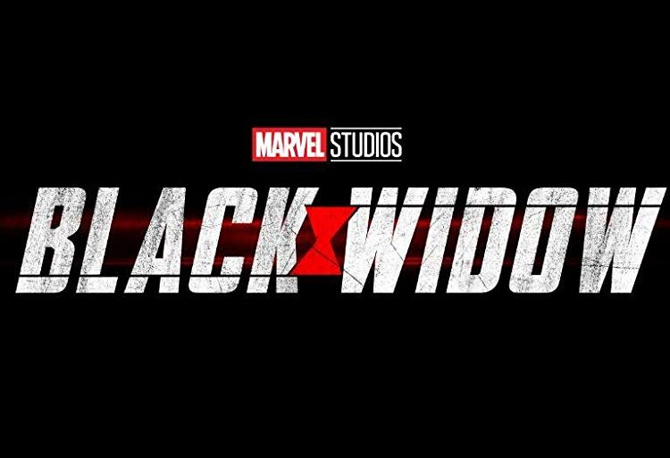 The Black Widow logo on a black background is featured in a teaser trailer.