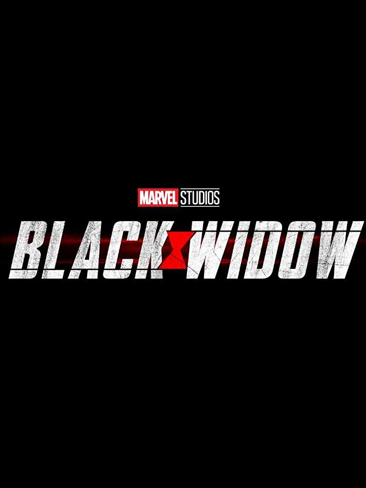 The Black Widow logo on a black background is featured in a teaser trailer.