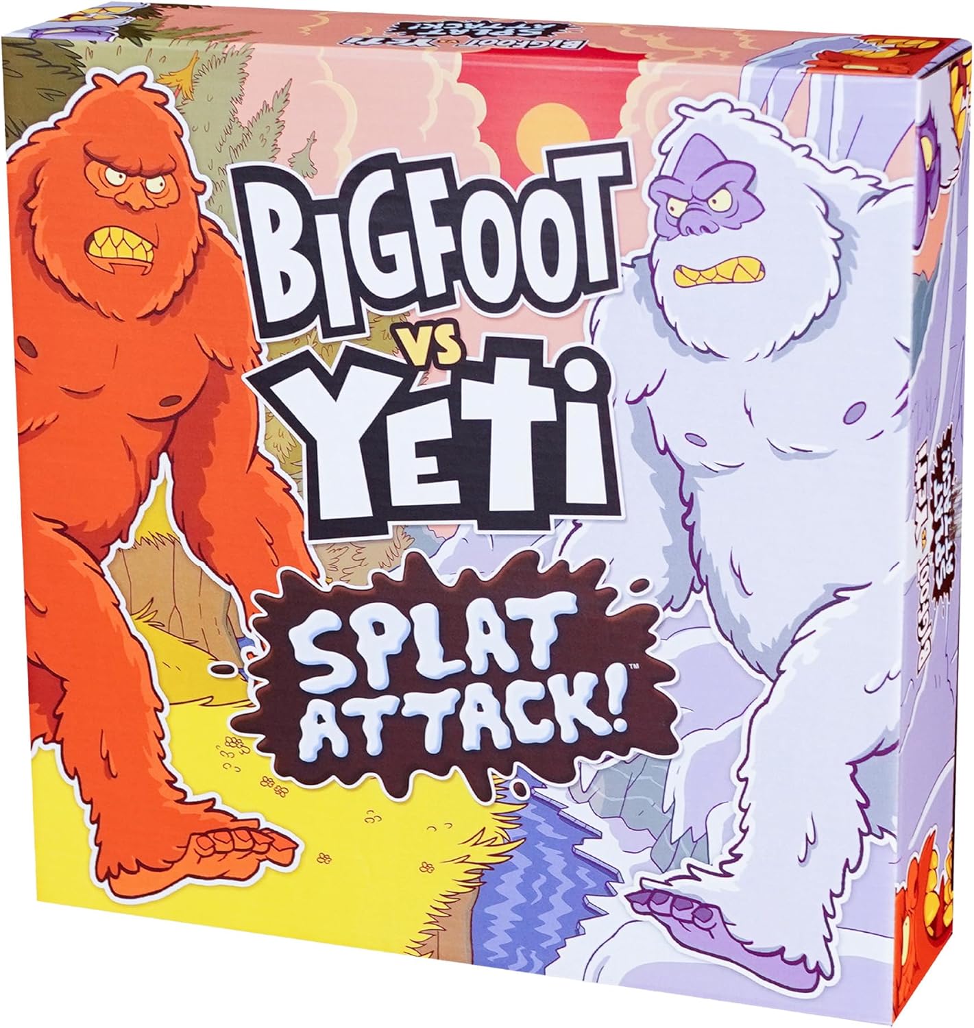 Discover the perfect addition to your Holiday Gift Guide with the board game "Bigfoot vs Yeti: Splat Attack!" by NN2D. This RAGE Works creation features charming cartoon illustrations, capturing an epic showdown between these legendary creatures.