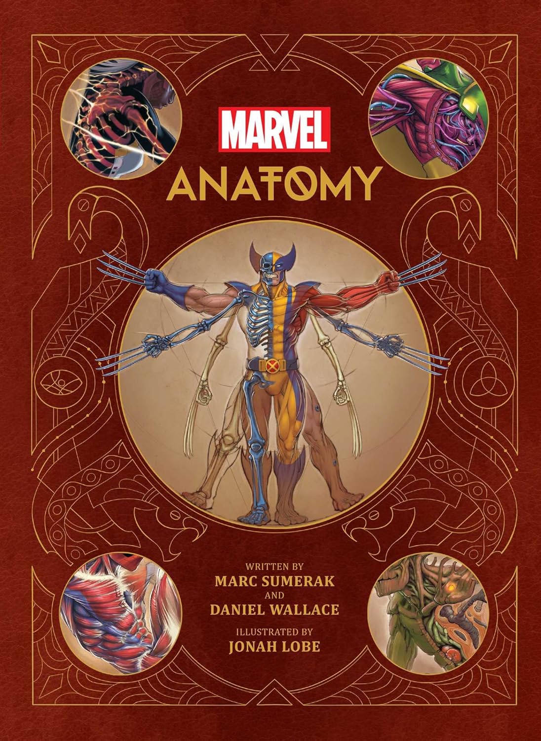 The book cover titled "Marvel Anatomy" reveals the intricate illustrated superhero anatomy and detailed character features. Authored by Marc Sumerak and Daniel Wallace, with illustrations by Jonah Lobe, it's a perfect addition to any Holiday Gift Guide for Marvel fans.