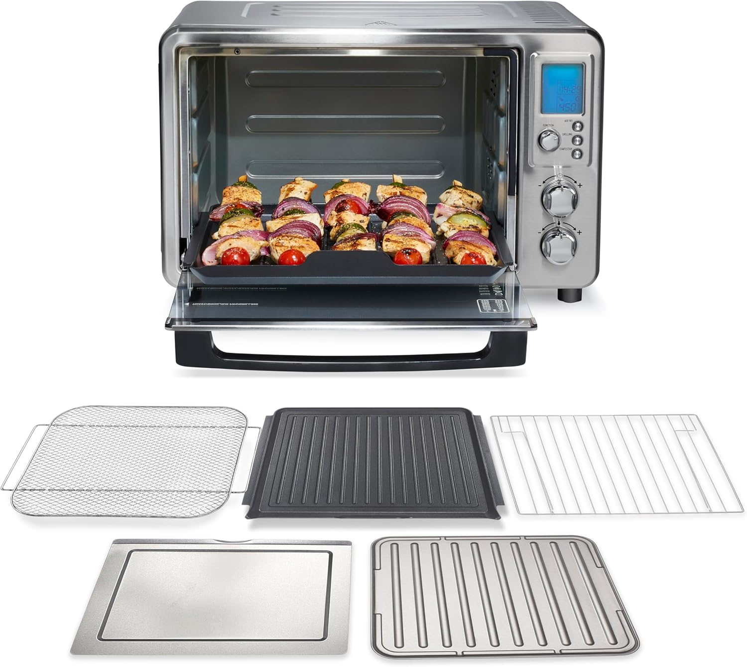 Displayed against a pristine white background, the RAGE Works countertop oven is perfect for kebabs, featuring four removable racks and trays. As highlighted in the NN2D 2024 Holiday Tech Gift Guide, it's an ideal blend of functionality and modern design.